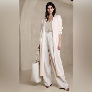 Banana Republic Cora Open Cardigan Duster 100% Ivory Cashmere Size Large-NWT